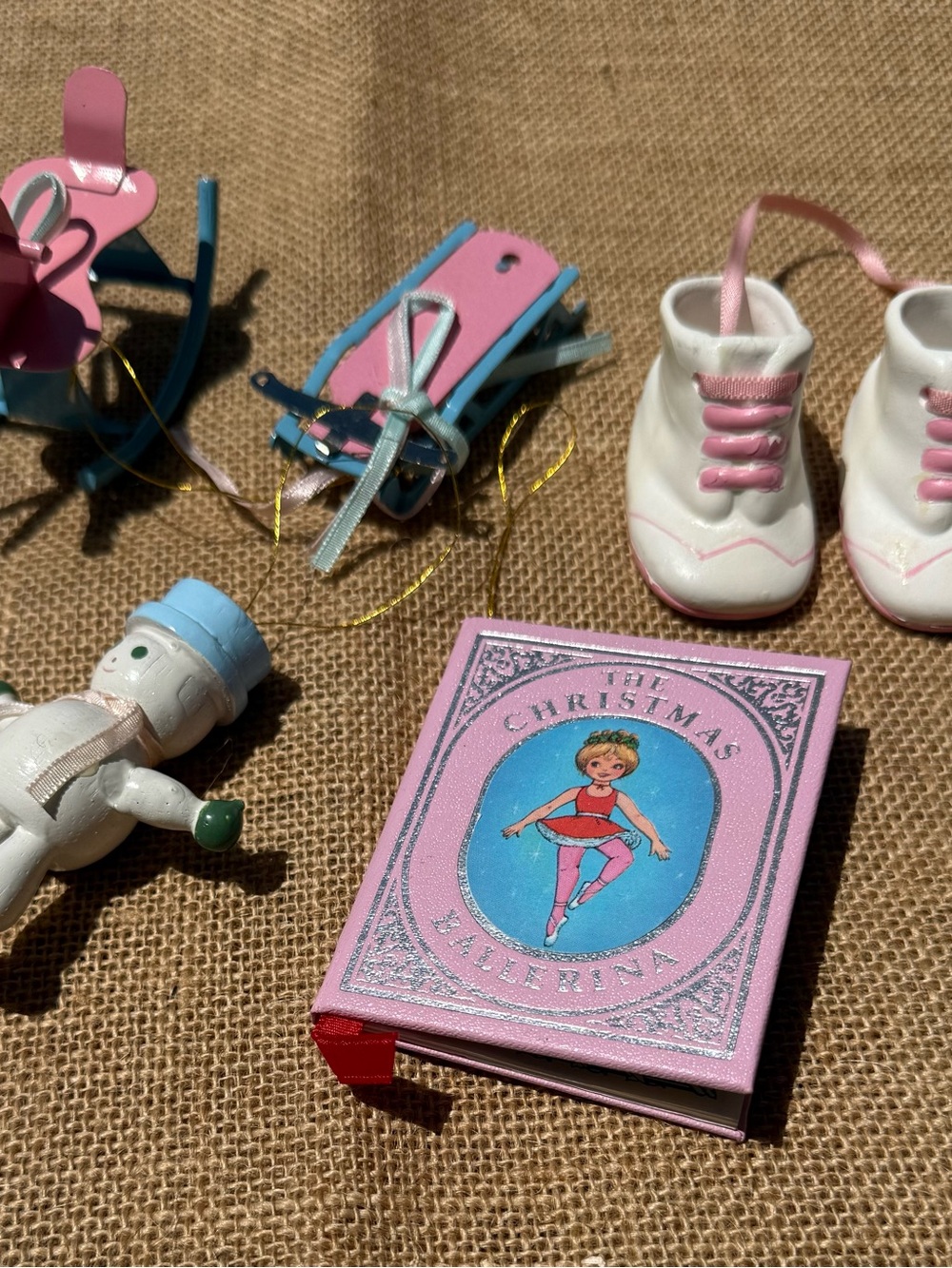 Vintage collection of pink/girls Christmas ornaments